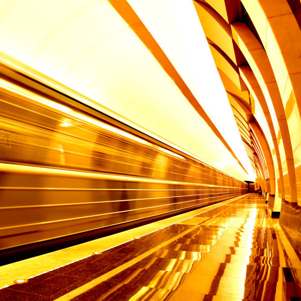 istock golden way of moving train in motion 450150305