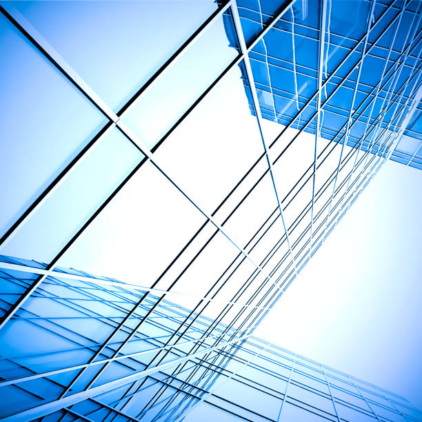 istock blue glass wall of skyscraper perspective view 450150335