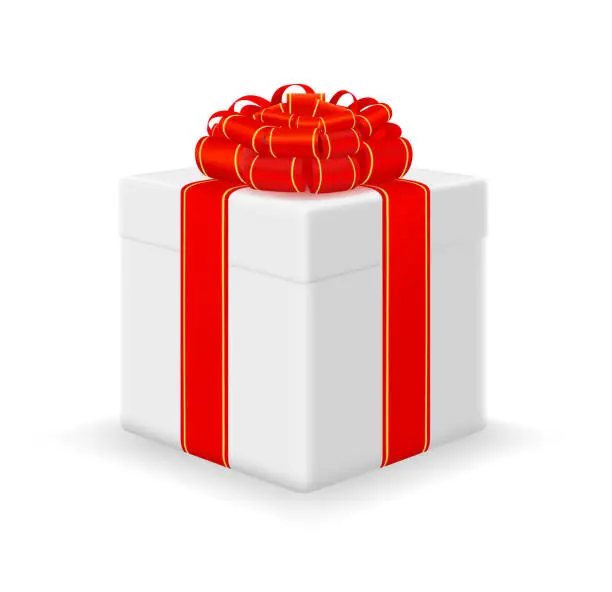 Vector illustration of white box with a gift