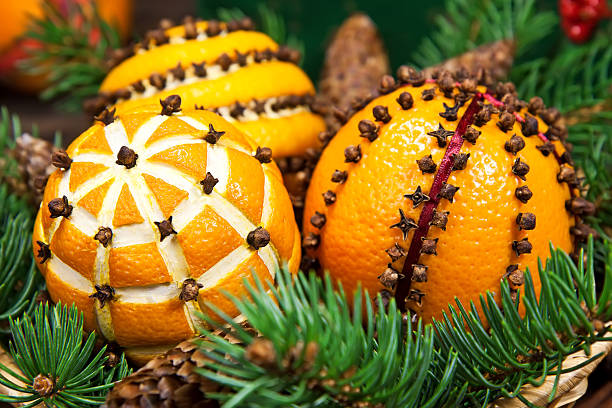 istock Christmas decoration with oranges and fir tree 450150687