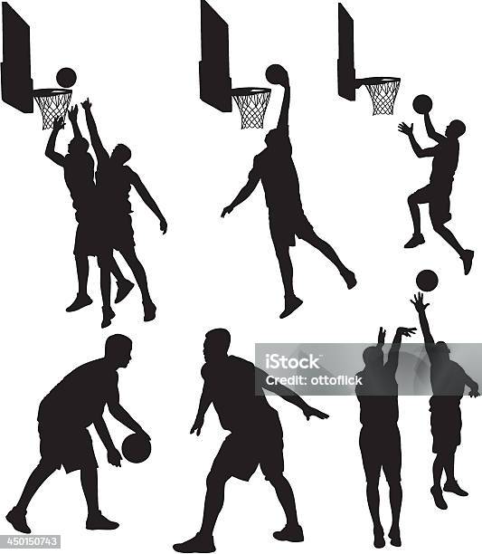 Basketball Playersilhouetten Stock Vektor Art und mehr Bilder von Basketball - Basketball, Kontur, Basketballspieler