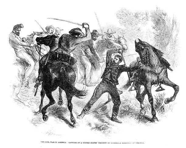 미국 남북 전쟁 - confederate soldier stock illustrations