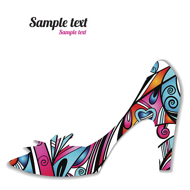 illustrazioni stock, clip art, cartoni animati e icone di tendenza di modello di scarpe - color image high heels colored background shoe