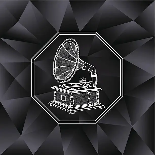 Vector illustration of vintage background with gramophone