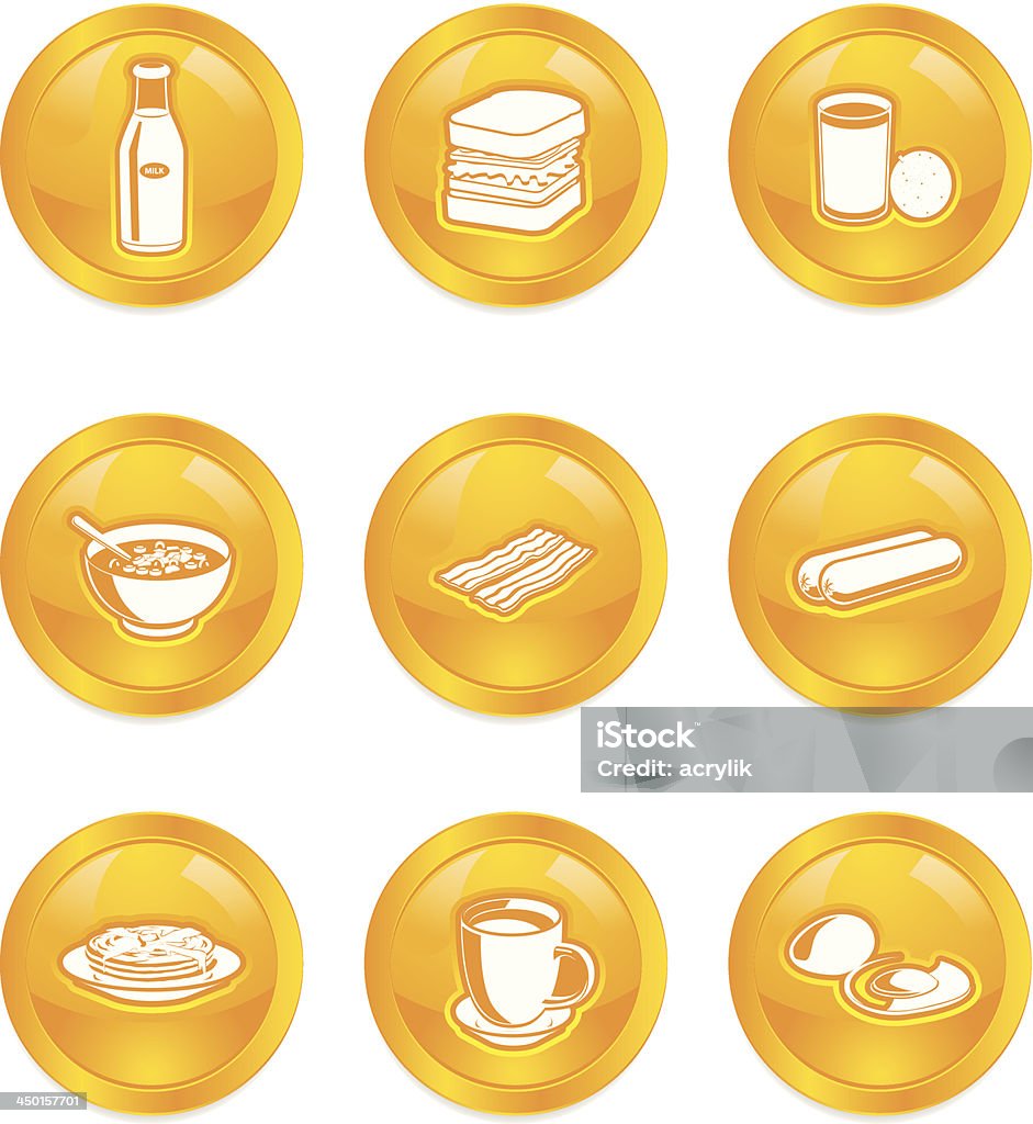 Breakfast Button Breakfast Meals Vector Buttons Stock Illustration - Download Image Now ...