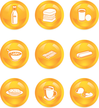 Meals Buttons Breakfast Meals Vector Buttons Stock Illustration - Download Image Now ...