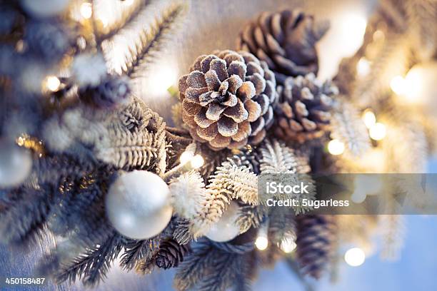 Christmas Wreath Closeup Stock Photo - Download Image Now - Christmas Tree, Wreath, Christmas