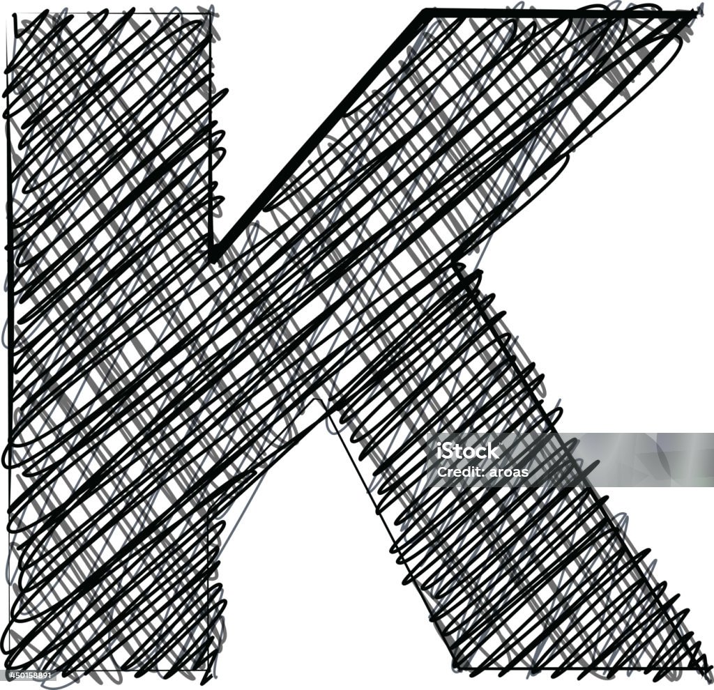 手書き文字レター K - アルファベットのKのロイヤリティフリーベクトルアート