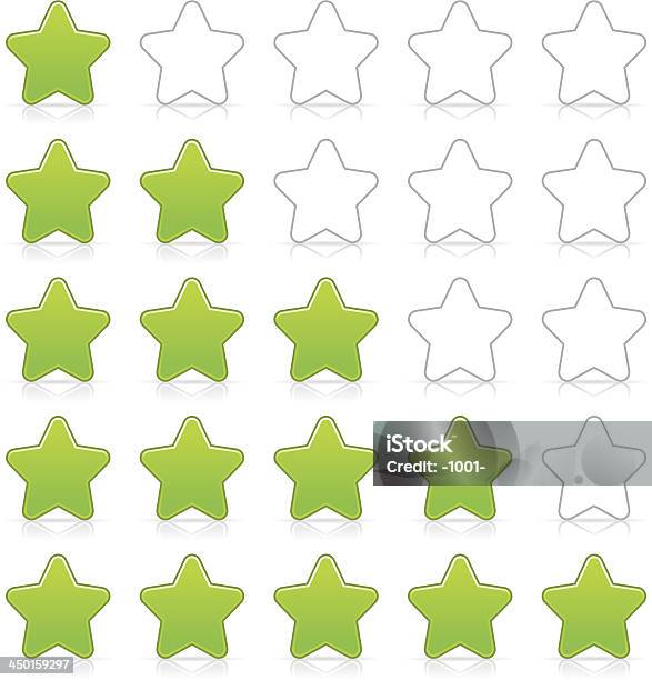 Cartello Verde Cinque Stelle Di Icona Web Pulsante Internet Di Valutazione - Immagini vettoriali stock e altre immagini di A forma di stella