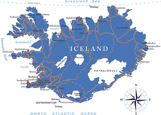 islandia mapy - iceland stock illustrations