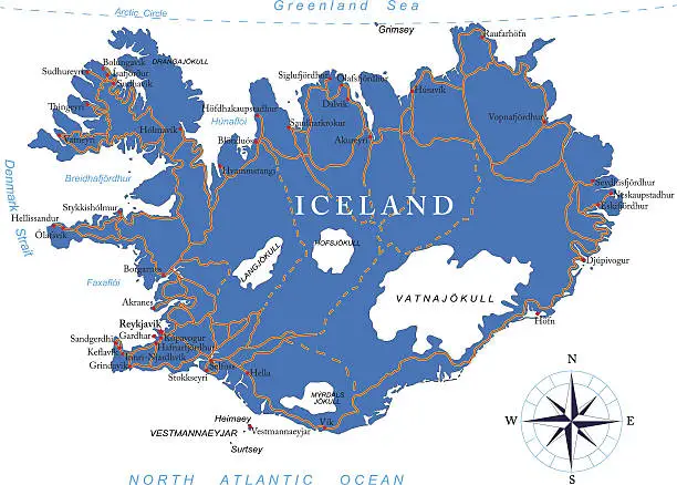 Vector illustration of Iceland map