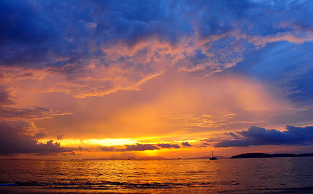 Beach at Sunset Background stock photo