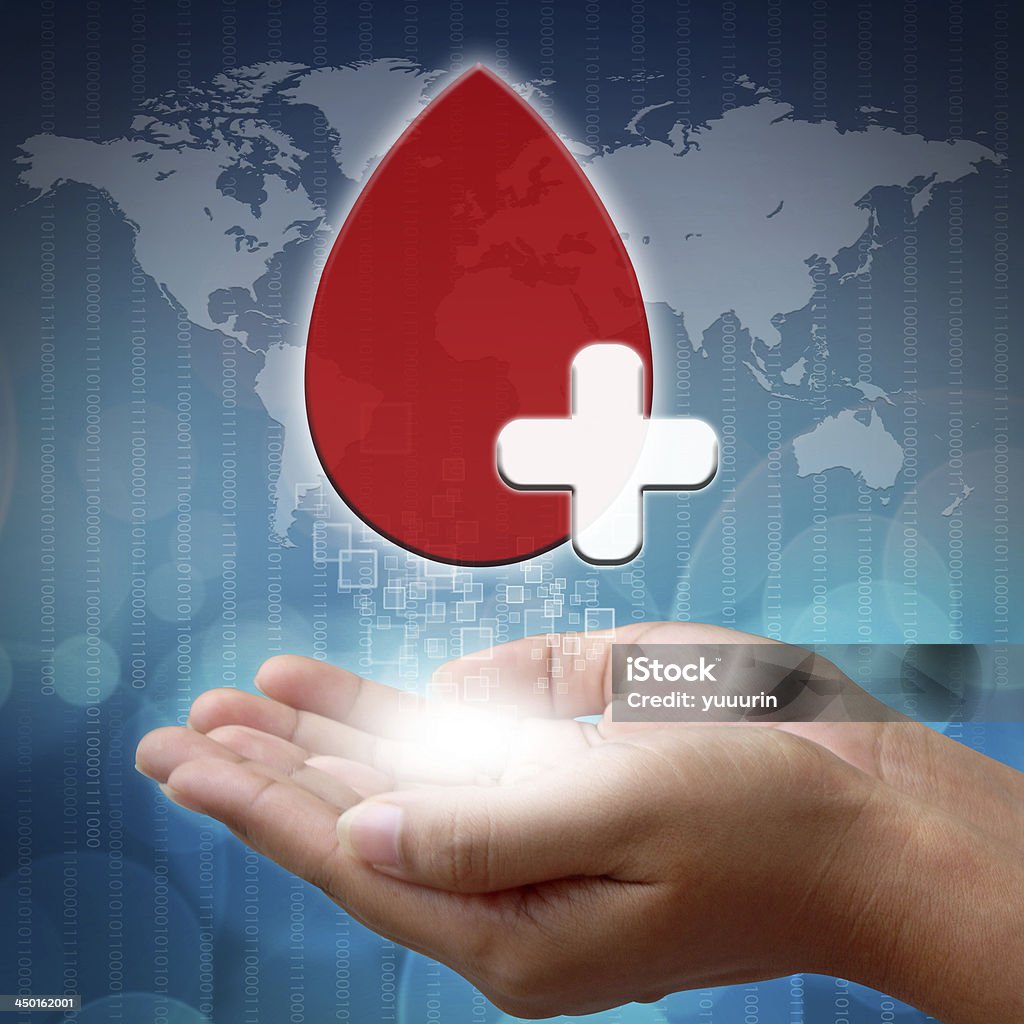 Sangue per mano con bianco medical - Foto stock royalty-free di Accudire