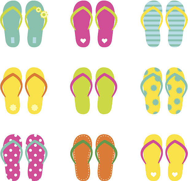 Summer flip flops set isolated on white vector art illustration