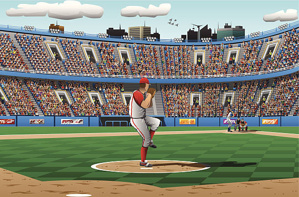 야구공-일러스트 - baseball stadium fan sport stock illustrations