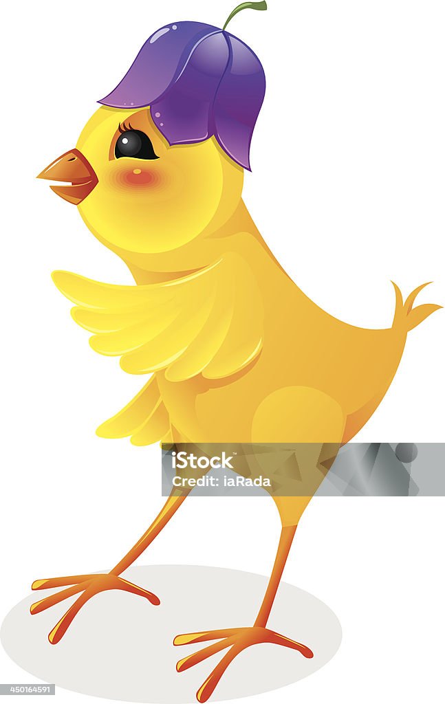 Casquette poulet avec fleur - clipart vectoriel de Animal nouveau-né libre de droits