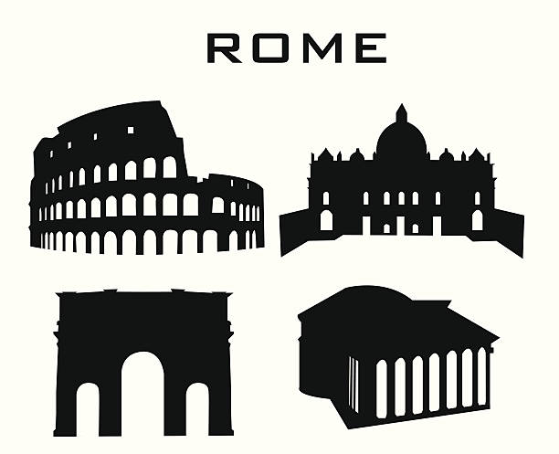 rzym - architecture italian culture pantheon rome church stock illustrations