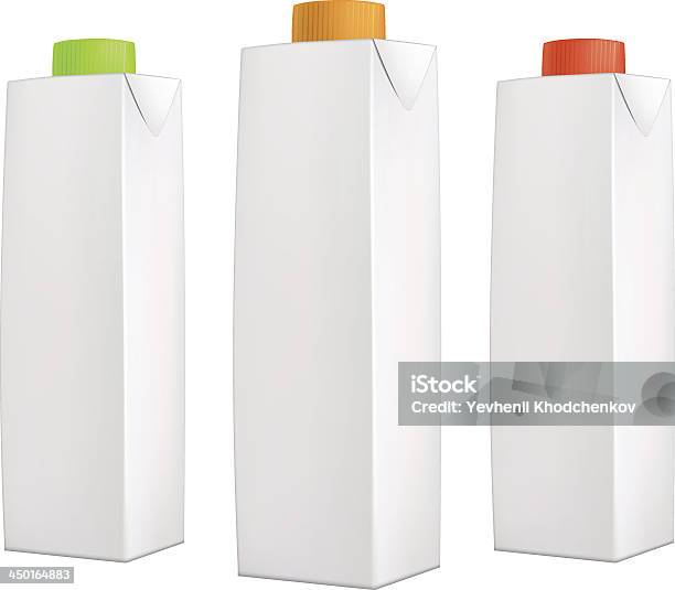 Juice Packs With Color Lids Stock Illustration - Download Image Now - Cardboard, Carton, Container