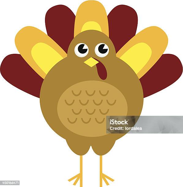 Cute Retro Thanksgiving Turkey Isolated On White Stock Illustration - Download Image Now - Turkey - Bird, Turkey Meat, Art