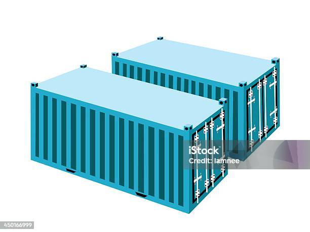 Zwei Light Blue Cargo Container Auf Weißem Hintergrund Stock Vektor Art und mehr Bilder von Abschicken