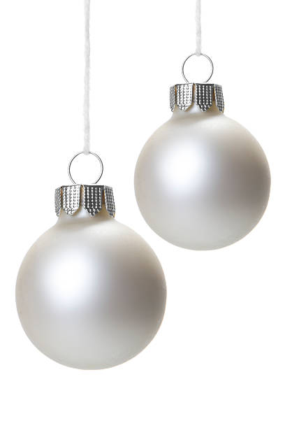 istock Christmas, Christmas balls white hanging isolated 450167715