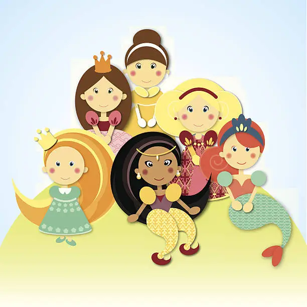 Vector illustration of Collection of princess