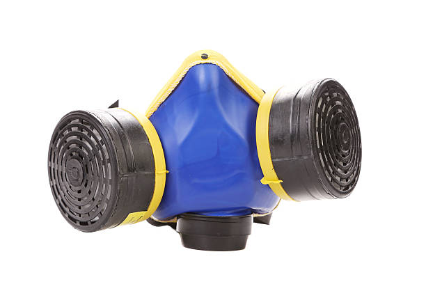 istock Closeup of blue gas mask. 450170867