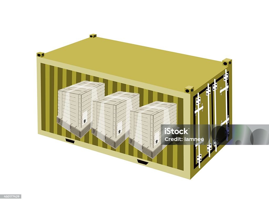 Le scatole di spedizione con fascetta di plastica in Container - Illustrazione stock royalty-free di Affari