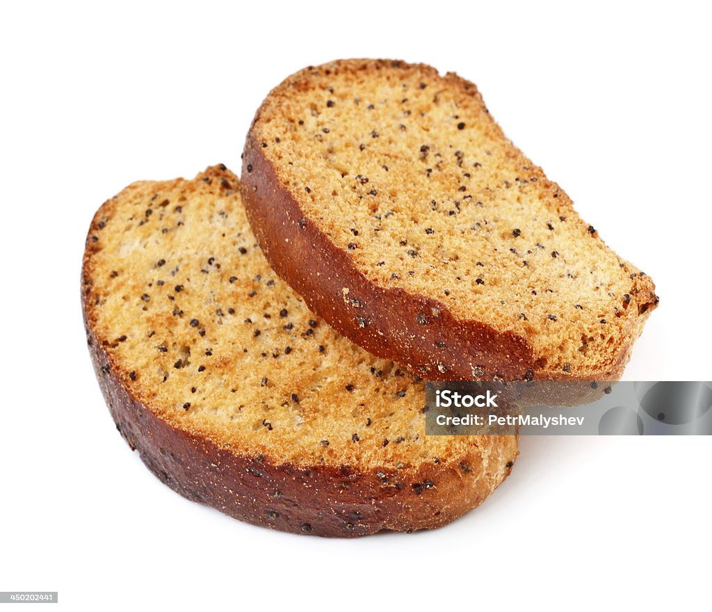 Rusks With Poppy two rusks with poppy isolated on white background Arrangement Stock Photo