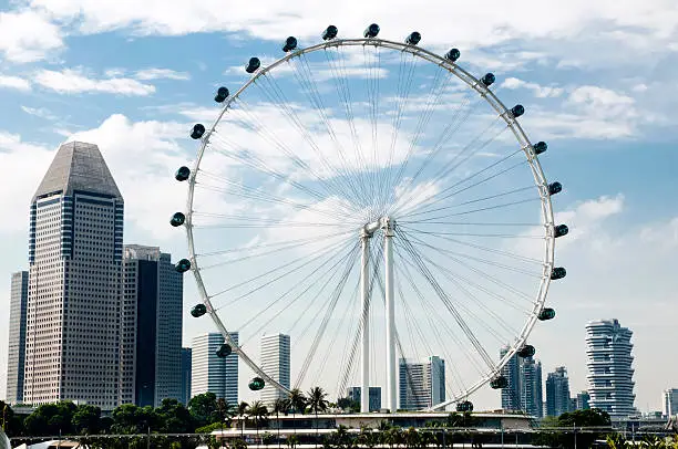 Photo of Ferris Wheel and skyline at Marina Bay, Singapore