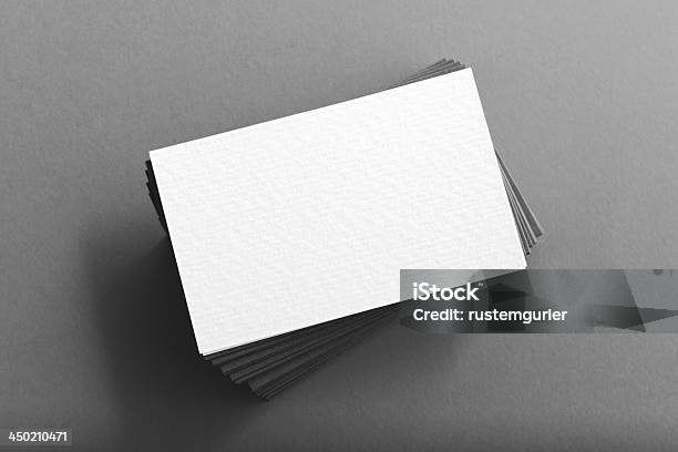 Pile Of Blank Business Cards On Table Stock Photo - Download Image Now - Business Card, Template, Model - Object