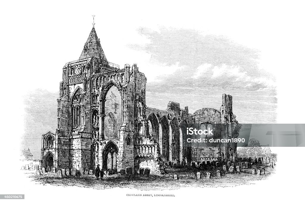 Crowland Abbey, dem Lincolnshire - Lizenzfrei 1860-1869 Stock-Illustration