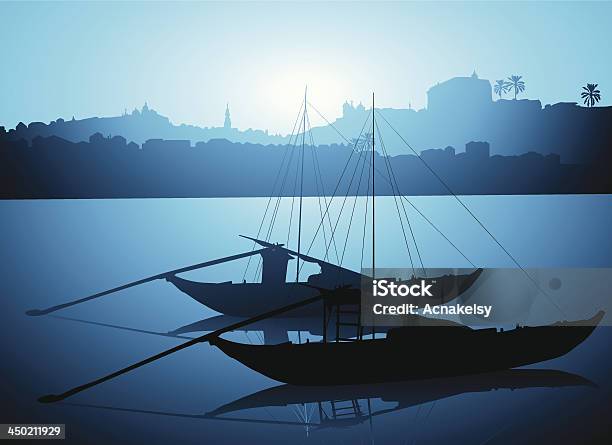 Rabelo Barcos No Porto - Arte vetorial de stock e mais imagens de Barco Rabelo - Barco Rabelo, Douro, Rio Douro