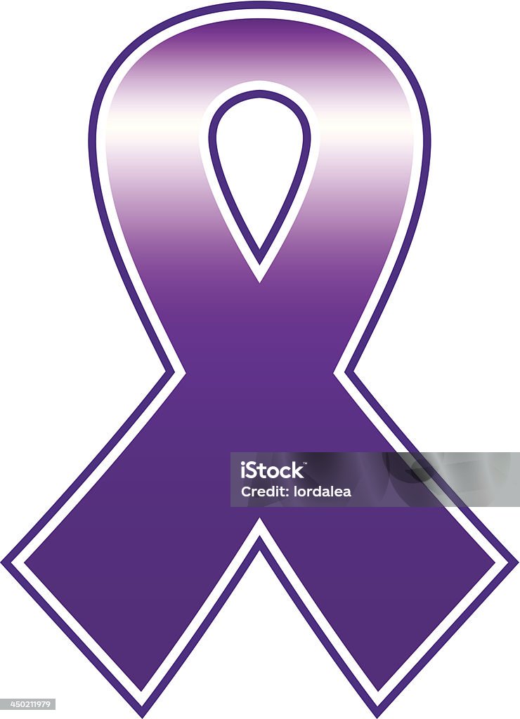 Рак молочной железы с фиолетовой лентой, изолированные на белом - Векторная графика Help - английское слово роялти-фри