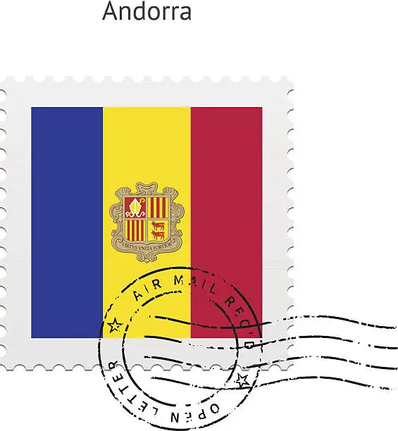 Vector illustration of Andorra Flag Postage Stamp