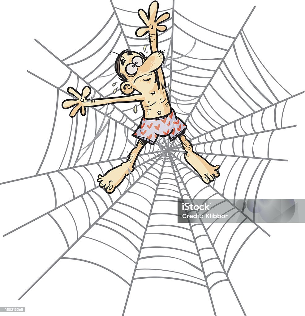 Homem em Teia de aranha. - Royalty-free Acidentes e Desastres arte vetorial