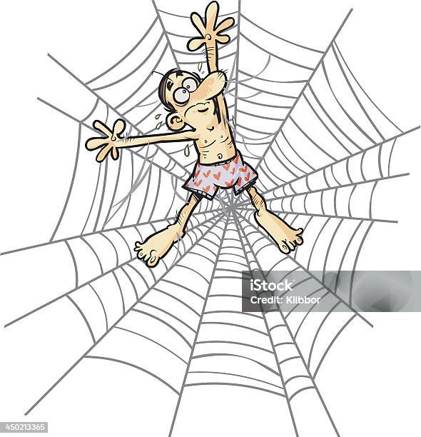 Homem Em Teia De Aranha - Arte vetorial de stock e mais imagens de Acidentes e Desastres - Acidentes e Desastres, Adulto, Alegoria