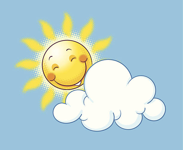 Sun and cloud vector art illustration