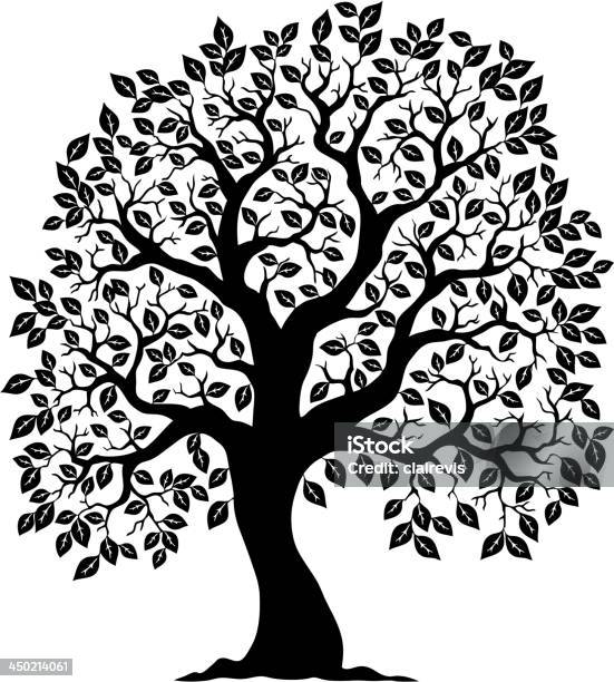 Tree Shaped Silhouette 3 Stock Illustration - Download Image Now - Black And White, Tree, Botany