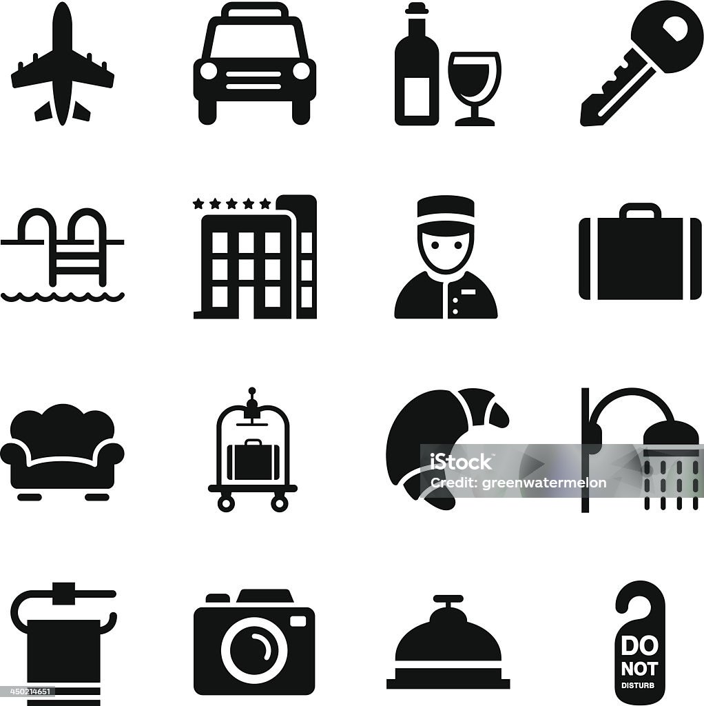 Conjunto de iconos del Hotel - arte vectorial de Aeropuerto libre de derechos