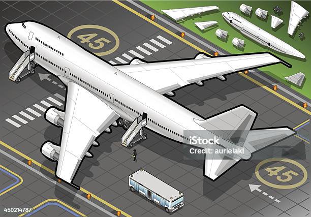アイソメトリックホワイトの飛行機の背面図 - 投影図のベクターアート素材や画像を多数ご用意 - 投影図, 空港, アスファルト