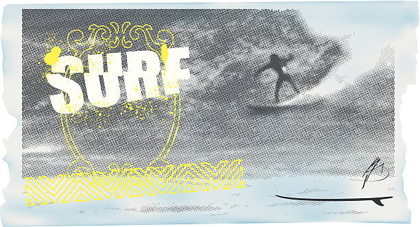 surf celestial баннер с rider - adventure australia big wave surfing best in show stock illustrations