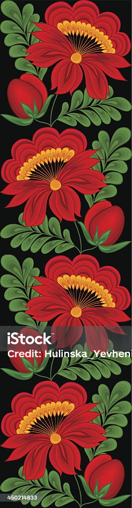 Sans couture verticale, motif floral frontière. Sur un fond noir - clipart vectoriel de Beauté libre de droits