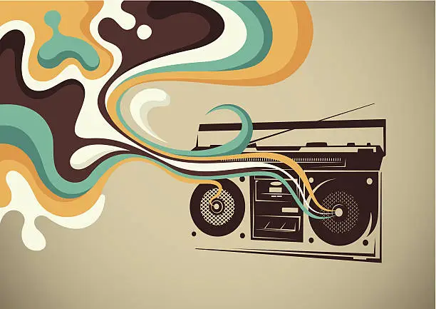 Vector illustration of Retro ghetto blaster.