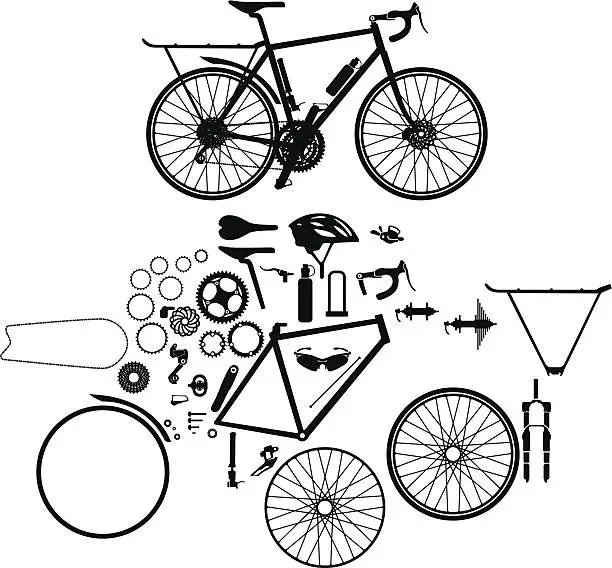 Vector illustration of Bicycle and parts