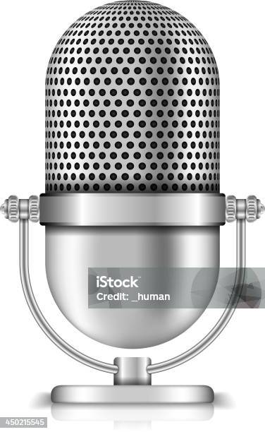 Microphone Stock Illustration - Download Image Now - Microphone, Podcasting, White Background