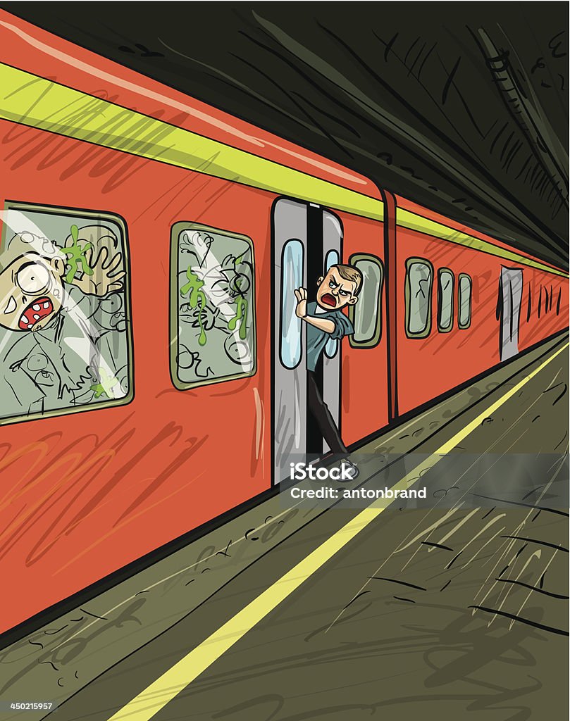 Dessin animé le train avec des zombies - clipart vectoriel de Zombie libre de droits