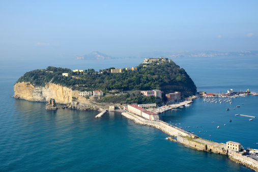 panoramic view of Nisida islet in the bay of Naples, Italy