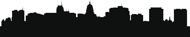 A black and white image of the Madison Wisconsin skyline Madison Wisconsin city skyline silhouette vector illustration madison wisconsin stock illustrations
