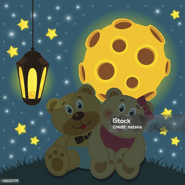 Bears Under The Moon Stock Illustration - Download Image Now - Animal, Art, Art And Craft